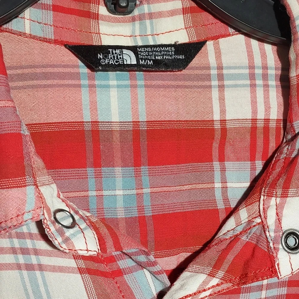 The North Face Snap Button Plaid Short Sleeve Mens Shirt Size Medium‎